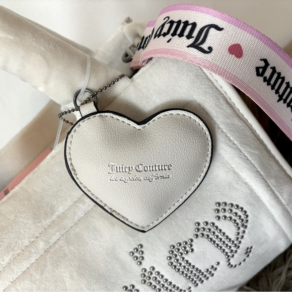 Juicy Couture Bag Extra Spender Mini Tote Velvet Satchel - Ivory Cream Angel - Picture 3 of 13